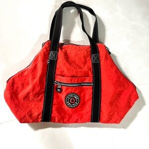 Kipling Orange Nylon Zip Duffle Bag - Unisex